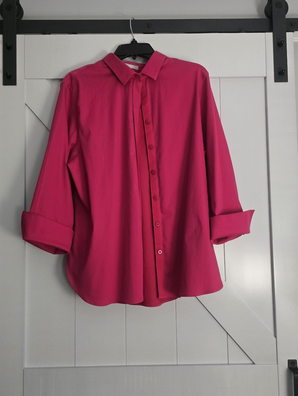 Women's Bright Pink Button-Up Shirt